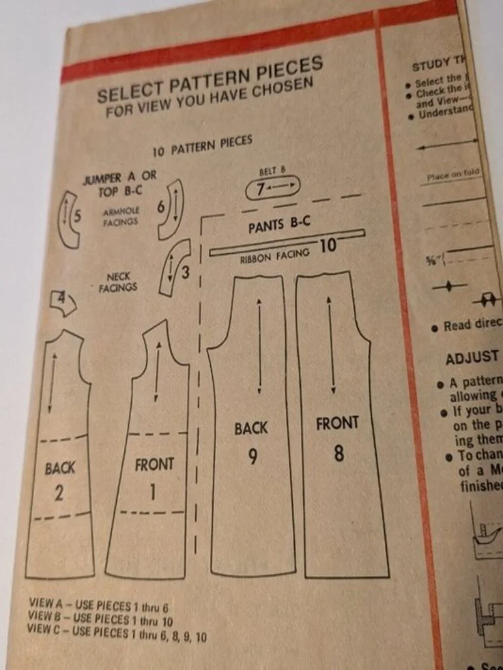 McCall's 3656 Jumper, Top, Pants sewing pattern